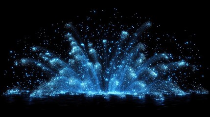 Poster - A stunning display of blue and orange sparks radiating from a central point against a dark background. resembling a cosmic or electrical phenomenon. ideal for digital art or science themes