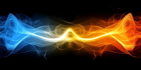 Poster - Abstract fiery and icy energy waves background design illustration of contrasting colors flowing together creating a powerful visual effect ideal for websites banners and presentations