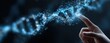 © hao - Abstract luminous DNA molecule. Hand of doctor touching and cut dna for checking with analysis chromosome DNA genetic of human on virtual interface. Medicine, Medical science and biotechnology.