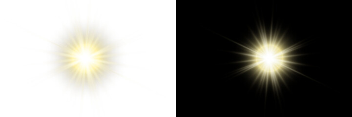 Wall Mural - vector transparent sunlight with sun glare. overlay, sun rays and glare, sun, sunrays, light transit