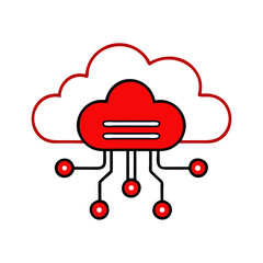 Poster - Red cloud data storage icon, for digital technology, websites