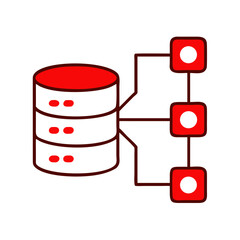 Poster - Database icon, red and white, for websites and applications