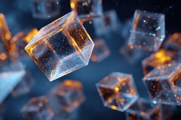 Poster - Abstract Glowing Cubes in Motion
