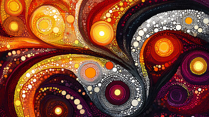 Poster - Abstract swirling pattern with circles in warm earthy tones generative ai illustration for backgrounds and designs