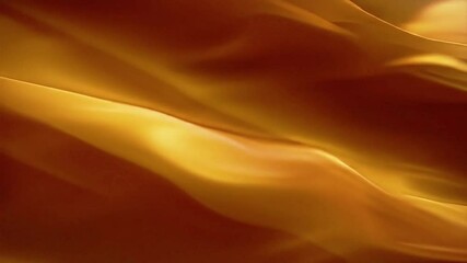 Aufkleber - Flowing Golden Fabric: Abstract Video of Waving Silk Texture and Light