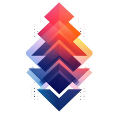 Poster - Geometric abstraction with upward pointing arrows in gradient color shifts on transparent background