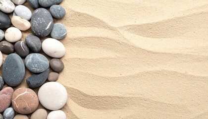 Poster - Zen garden composition with pebbles and sand natural setting aesthetic nature photography calm environment