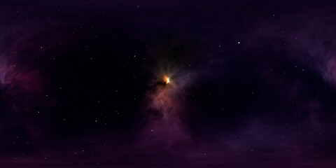 Wall Mural - 360 degree space nebula. giant interstellar cloud with stars, equirectangular projection, environmen