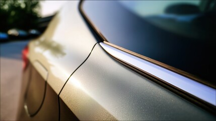 Poster - Close-Up View of Car Door Edge with Glossy Ceramic Finish