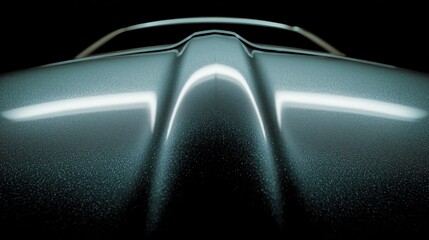 Poster - Close-Up View of Car Hood with Cross Lighting Effect in Dark Setting