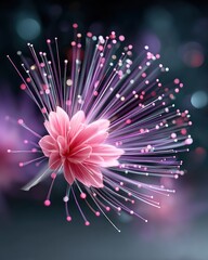 Fototapete - Pink Flower with Fiber Optic Lights Abstract Artistic