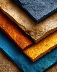 Poster - Stacked Colorful Stone Texture Background Rustic Natural Material Design