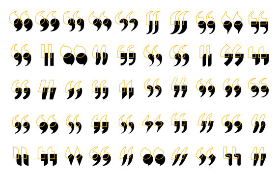 Quote Mark Vector Set. Quotation Marks, Speech Marks, Inverted Commas, Remark Sign Collection Vector Illustration.

