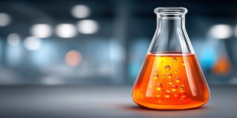 Poster - Orange Liquid in Erlenmeyer Flask Science Experiment Chemistry Lab Research
