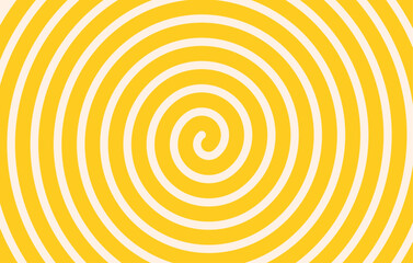 Poster - Psychedelic Swirl, Twirl Background. Yellow and White Hypnotic Spiral Abstract Background Pattern
