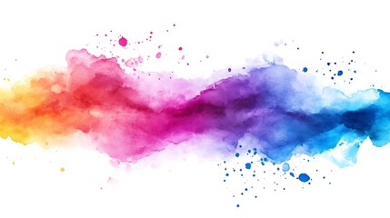 Poster - Abstract watercolor stripe in vibrant colors with splatters on white background artistic illustration for designs