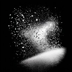 Poster - Abstract Monochrome Radiance: A Cosmic Explosion of Water Droplets and Light Streaks on Dark Background