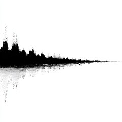 Leinwandbilder - A Minimalist Landscape: Silhouetted Trees and their Reflections create a striking Black and White Art Piece