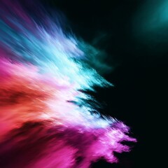 Aufkleber - Ethereal Burst: Abstract Explosion of Vibrant Colors Against a Dark Canvas, a Dreamlike Fusion of Light and Shadow