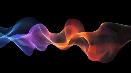 Poster - Abstract wave design gradient flow background with smooth lines in blue purple orange and red tones