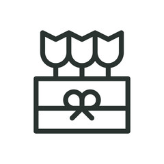 Poster - Flower gift box line icon, bouquet flowers gift box vector symbol with editable stroke