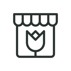Poster - Flower shop line icon, florist shop vector symbol with editable stroke