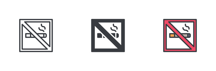 Poster - No Smoking sign different style icon set