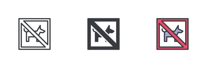 Poster - No Pets sign different style icon set
