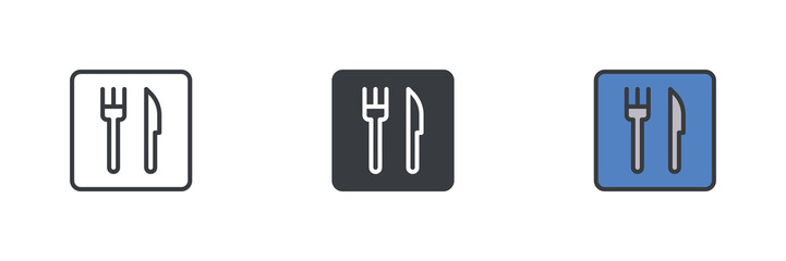 Poster - Restaurant or cafe sign different style icon set