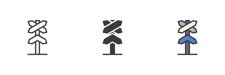 Poster - Railroad crossing sign different style icon set