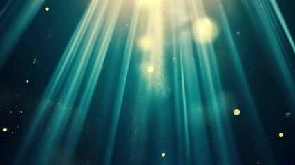Poster - underwater brilliance with shimmering particles illuminated by soft light, abstract underwater scene