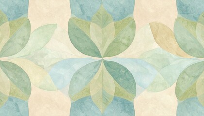 Poster - Elegant watercolor leaf pattern abstract art soft colors digital design creative perspective modern aesthetics