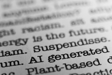 Leinwandbilder - AI generated content. Text printed on a page. A piece of paper with a phrase written in retro typewriter font