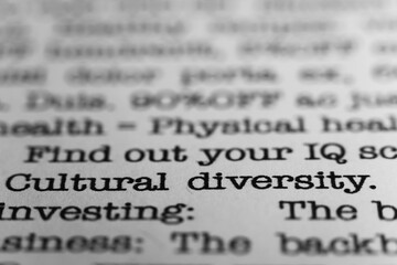 Leinwandbilder - Cultural diversity. Text printed on a page. A piece of paper with a phrase written in retro typewriter font