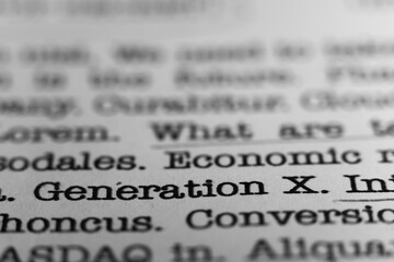 Leinwandbilder - Generation X. Text printed on a page. A piece of paper with a phrase written in retro typewriter font