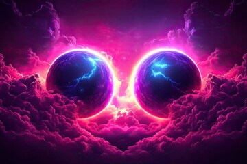 Wall Mural - Cosmic orbs in a nebula