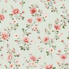  A beautiful floral pattern featuring delicate pink flowers on a soft gray background, perfect for design projects.