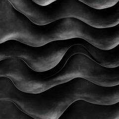 Poster - Abstract Grayscale Wave Pattern Dark Undulating Texture Background