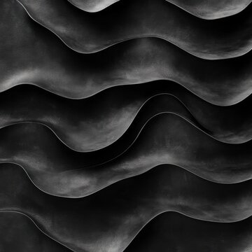 Abstract Grayscale Wave Pattern Dark Undulating Texture Background