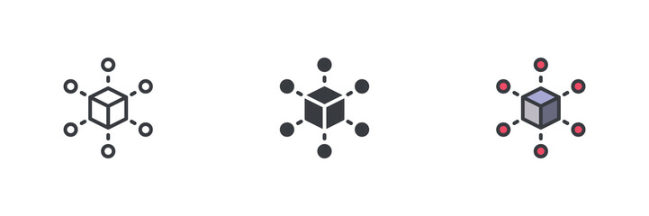 Fototapete - Blockchain technology different style icon set