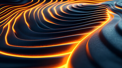 Poster - Abstract wavy background with glowing lines and geometric texture creates a striking 3d effect