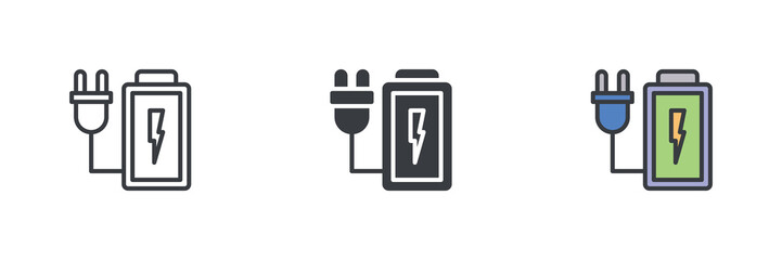 Fototapete - Battery charging different style icon set