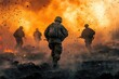 © Ольга Лукьяненко - Soldiers in action during battlefield combat