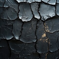 Poster - Dark Gray Cracked Earth Texture Dry Arid Land Abstract Background