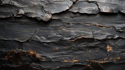 Poster - Dark Layered Rock Texture with Orange Highlights