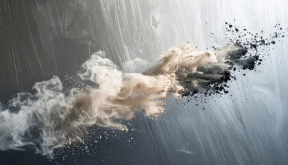 Poster - Dynamic smoke and dust explosion artwork studio setting abstract photography ethereal atmosphere close-up view visual concept
