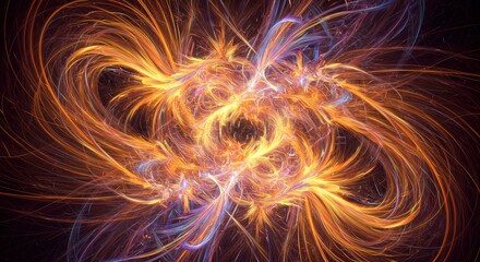 Wall Mural - Abstract Fractal Swirl of Golden Light