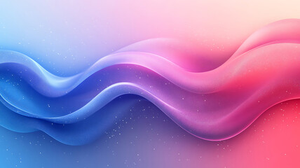 Poster - Abstract wavy gradient background with soft flowing shapes smooth silk fabric design pink and blue colors elegant texture with glitter particles