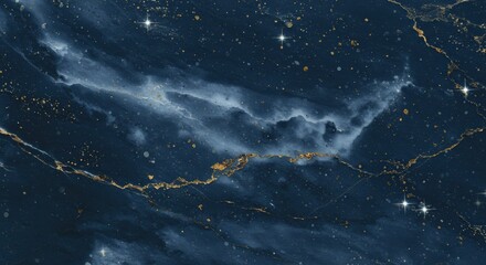 Wall Mural - Dark blue abstract background with gold vein and star