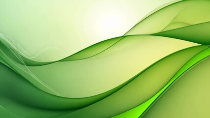 Poster - Elegant Abstract Green Waves with Soft Light Reflections and Gentle Flowing Lines